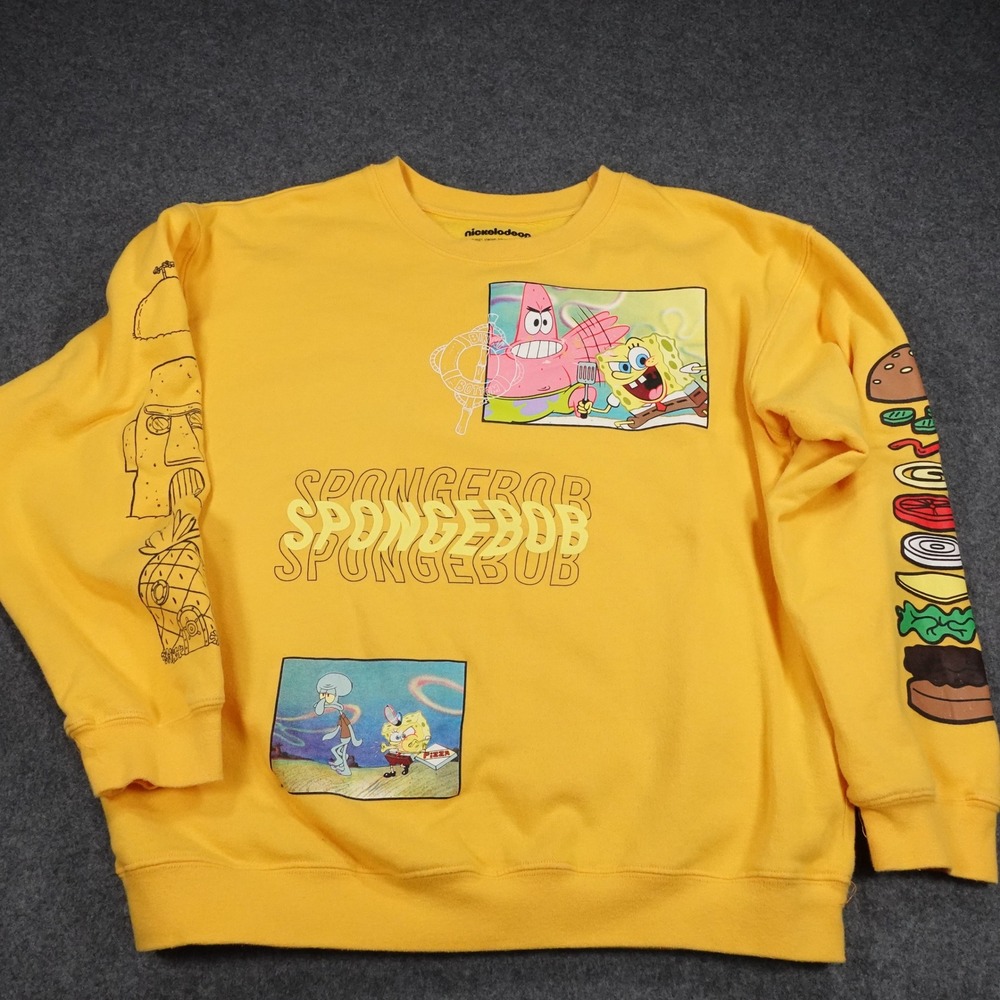 Nickelodeon Spongebob SquarePants Yellow Graphic Sweatshirt Mens XL Barnacles